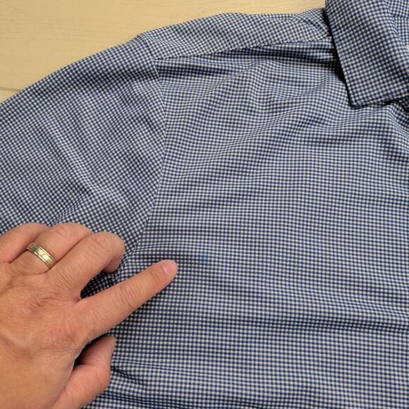 Mizzen + Main Shirt Mens L Tradition Evolved Trim Fit Gingham Check Blue USA - Picture 11 of 11